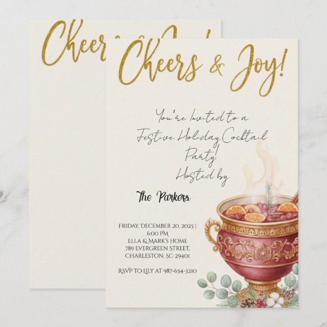 Oh What Fun Christmas Cocktail Party Invitation (Devant / Derrière)