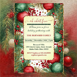 Oh What Fun Christmas Ornaments Vintage Greenery  Einladung