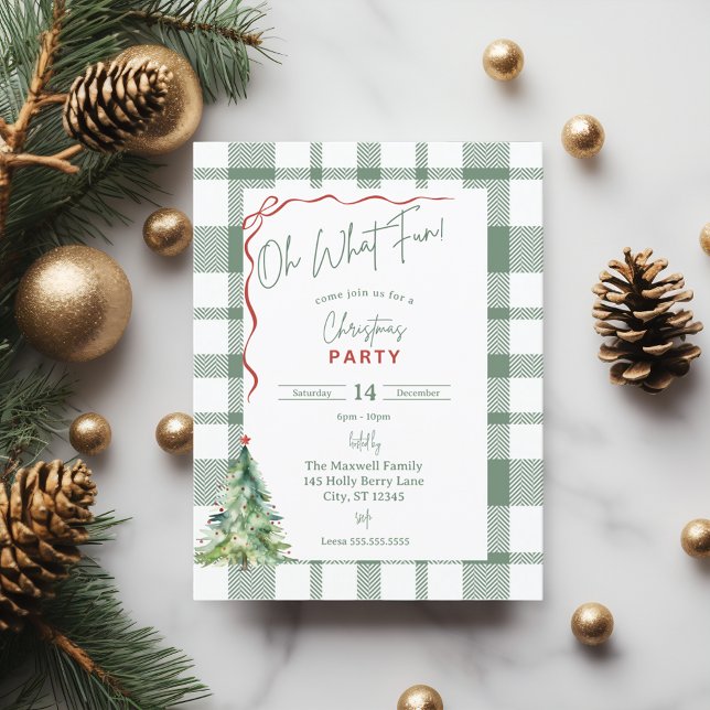 Oh What Fun Christmas Party Invitation Carte posta (Oh What Fun Christmas Party Invitation Postcard
)
