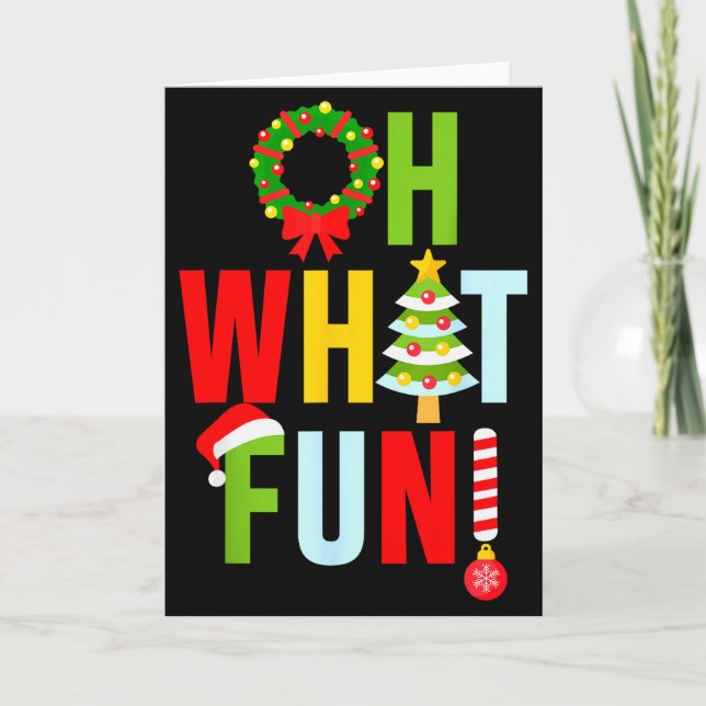 Oh What Fun Christmas With Wreath And Tree  Karte (Vorderseite)