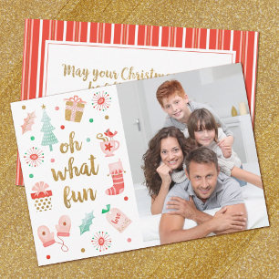 Oh What Fun Cute Family Christmas Carte Photo