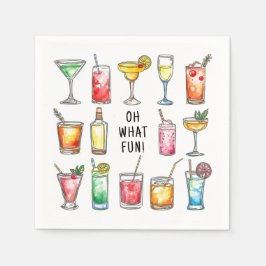 Oh What Fun Drink Doodles Christmas Cocktail Serviette