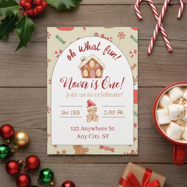 Oh what fun! first birthday invitation (Créateur téléchargé)