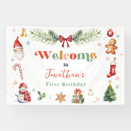 Oh What Fun First Christmas Birthday Party Welcome Banner