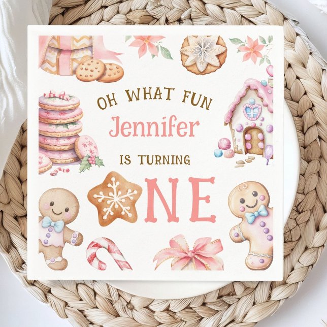 Oh What Fun Gingerbread 1st Birthday Paper Serviette (Von Creator hochgeladen)