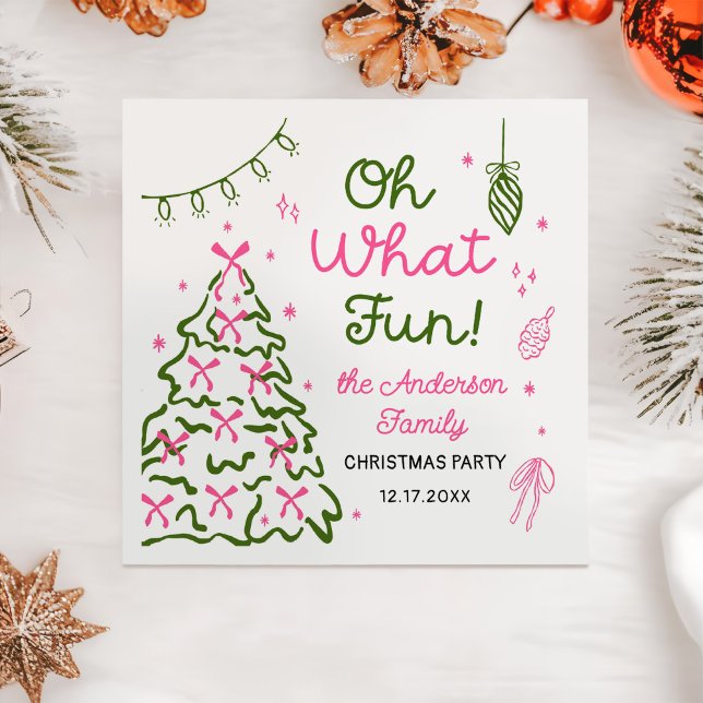 Oh What Fun Hand Drawn Christmas Holiday Party Serviette (Von Creator hochgeladen)