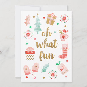 Oh What Fun Holiday Script Carte photo
