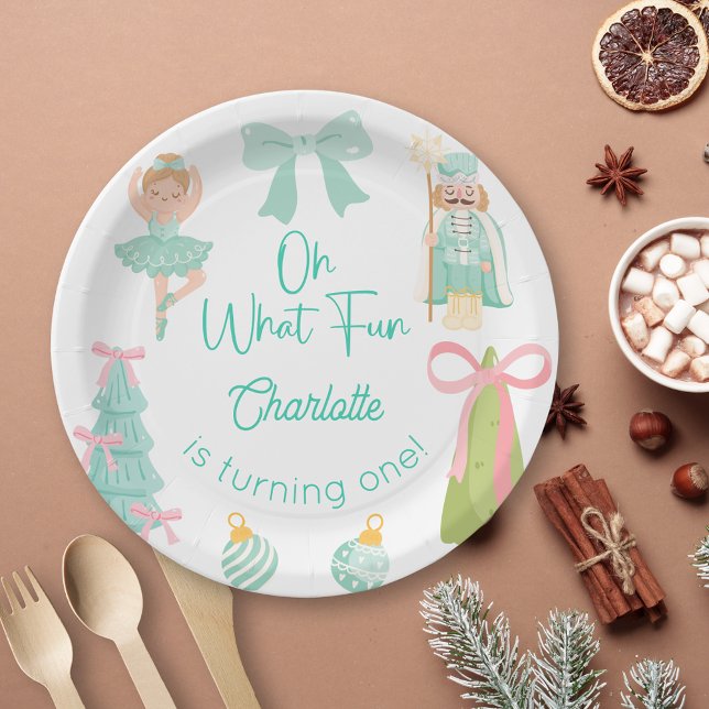 Oh What Fun Mint Nutcracker Birthday Pappteller (Von Creator hochgeladen)