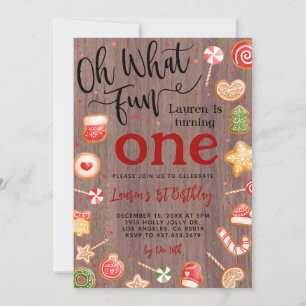 Oh What Fun Noël 1er anniversaire Invitation