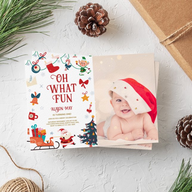 Oh What Fun Photo Anniversaire Invitation (Créateur téléchargé)