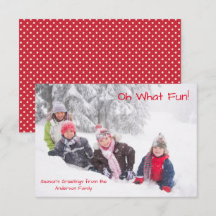 Oh What Fun Photo Red Dots - Carte de Noël 3x5