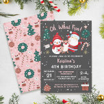 Oh What Fun Pink Black Christmas Birthday Party Einladung<br><div class="desc">Oh What Fun Pink Black Christmas Birthday Party Invitation</div>
