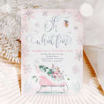 Oh What Fun Pink & Silver Winter Sleigh Birthday Einladung<br><div class="desc">Oh What Fun Pink & Silver Winter Sleigh Birthday Invitation</div>