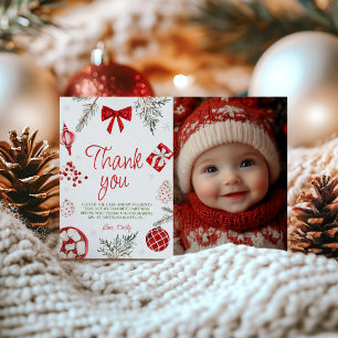 Oh What Fun Winter Birday Photo Carte de remerciem