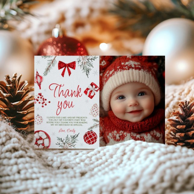 Oh What Fun Winter Birday Photo Carte de remerciem (Créateur téléchargé)