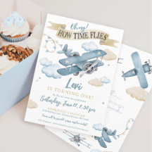 Oh, wie die Zeit fliegt Flugzeug Junge 1. Geburtst