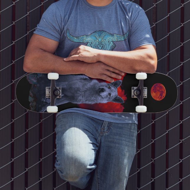 Oh Wolf Moon | Goth Werewolf Skateboard (Außenbereich 3)