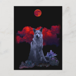 Oh Wolf Moon | Goth Wolf Postcard Postkarte