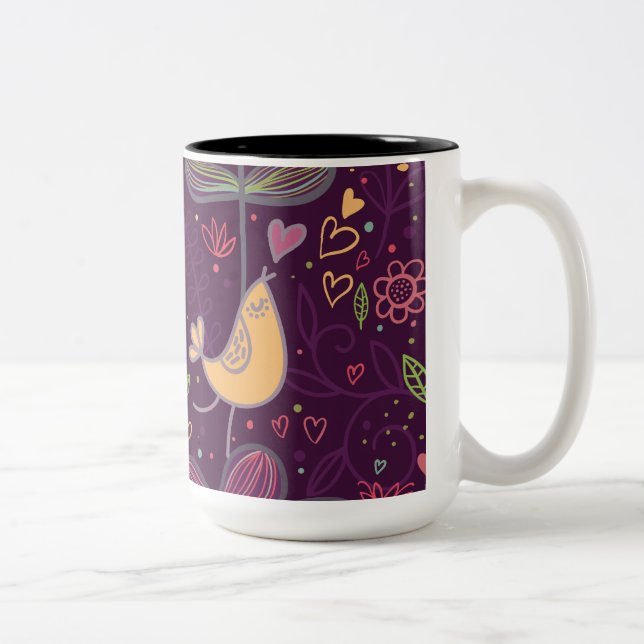 Oh Yellow Birdie Zweifarbige Tasse (Rechts)