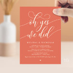 Oh Yes We Did Modern Script Elopement Announcement Einladung<br><div class="desc">Celebrate your intimate wedding with this stunning "Oh Yes We Did" elopement announcement card featuring elegant modern calligraphy and minimalist design. This sophisticated modern Terracotta warmth with ivory card is perfect for sharing your special news with family and friends after your elopement ceremony. Features: Beautiful hand-lettered brush calligraphy design Clean,...</div>