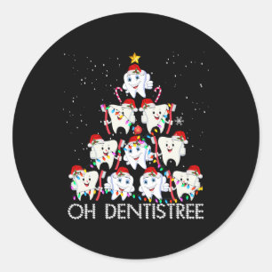 Oh Zahnarztbaum Spaß Xmas Weihnachten Zahnarzt Zah Runder Aufkleber