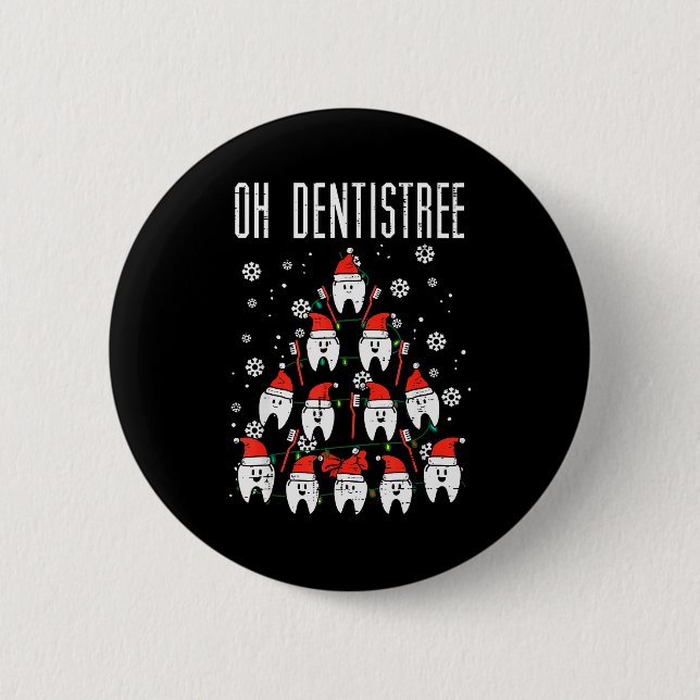 Oh Zahnarztbaum Weihnachtsbaum Zähne Zahnmedizin D Button (Vorderseite)