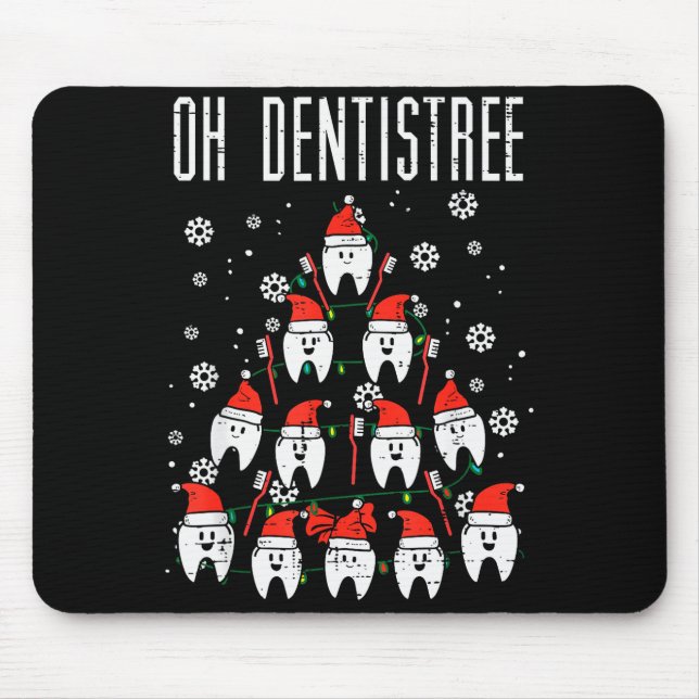 Oh Zahnarztbaum Weihnachtsbaum Zähne Zahnmedizin D Mousepad (Vorne)