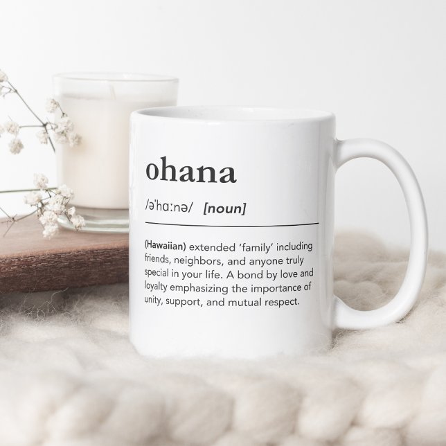 Ohana-Definition: minimalistische hawaiianische Fa Kaffeetasse (Von Creator hochgeladen)