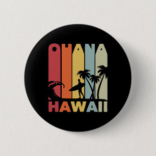 Ohana Hawaii Surfer-Outfit 70er Retro-Familienurla Button