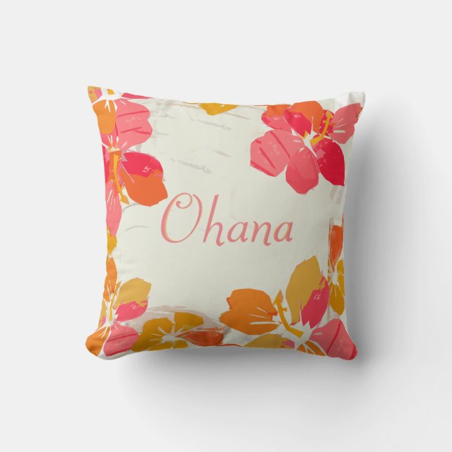 Ohana hawaiisches Familien-Hibiskusthrow-Kissen Kissen (Vorderseite)