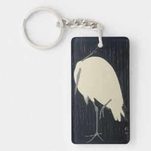Ohara Kosen Silver Heron im Regen Schlüsselanhänger