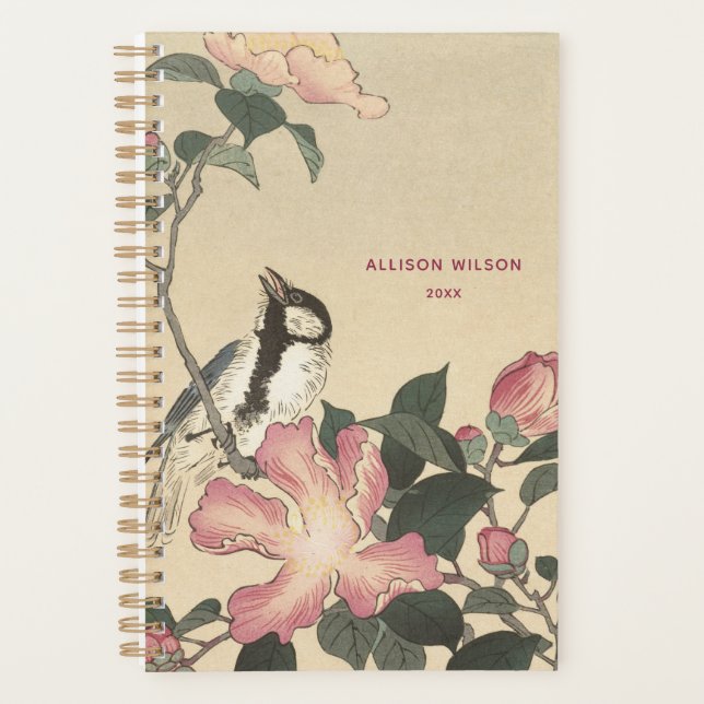 Ohara Koson, Bird and Pink Blume - Japanisch Planer (Vorderseite)