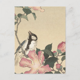 Ohara Koson, Bird and Pink Blume - Japanisch Postkarte