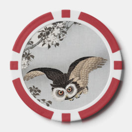 Ohara Koson Scops Owl Cherry Blossoms & Moon Pokerchips