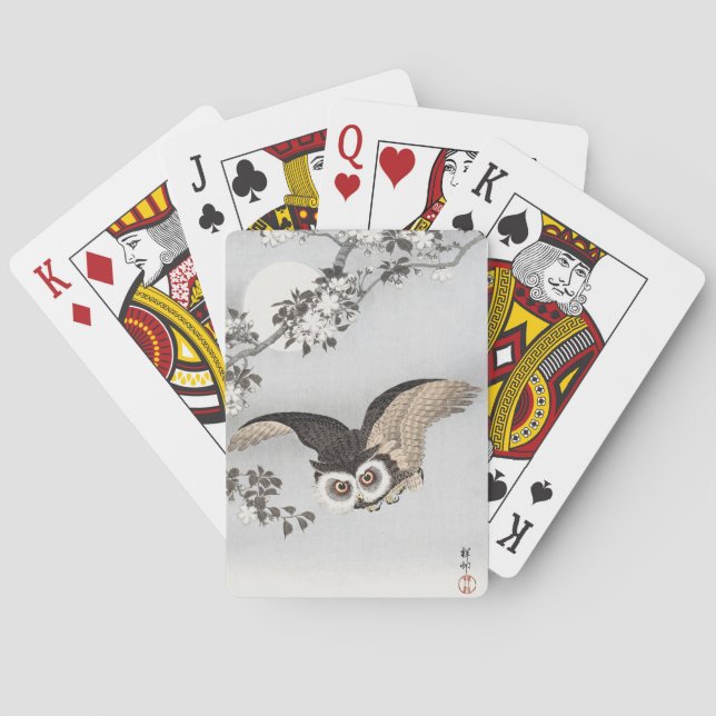 Ohara Koson Scops Owl Cherry Blossoms & Moon Spielkarten (Rückseite)