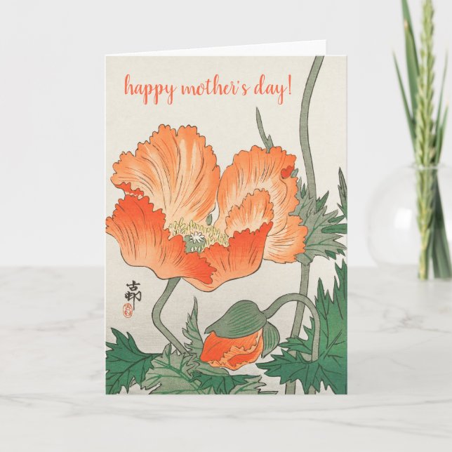 Ohara Koson Vintag Orange Poppy Muttertag Karte (Vorderseite)