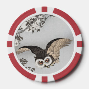 Ohara Koson Waldkauz Kirschblüten & Mond Pokerchips