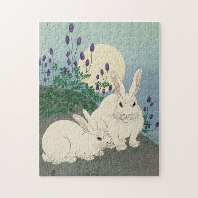 Ohara Koson, Zwei Kaninchen - Japanische Kunst (Vertikal)