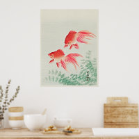 Ohara Koson Zwei Schleier Goldfische - Kunstposter
