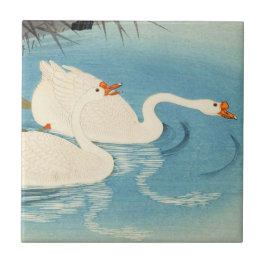 Ohara Shoson Zwei Sweemme Gänse japanische Kunst Fliese