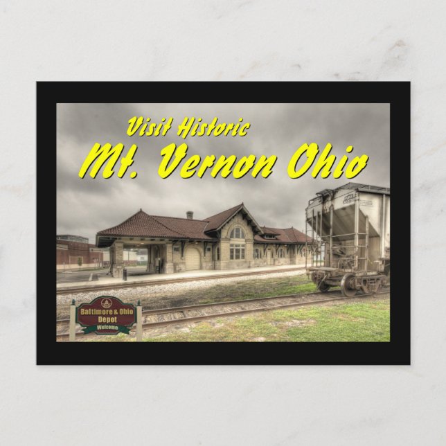 OHCA102.B&O Railroad Depot - Mt Vernon Oh. Postkarte (Vorderseite)