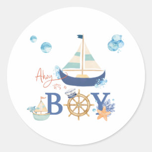 Ohé C'est un Garçon Autocollants pour Baby Shower 
