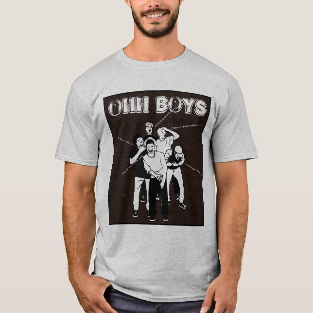 OHH BOYS in Schwarzweiß-T - Shirt (Vorderseite)