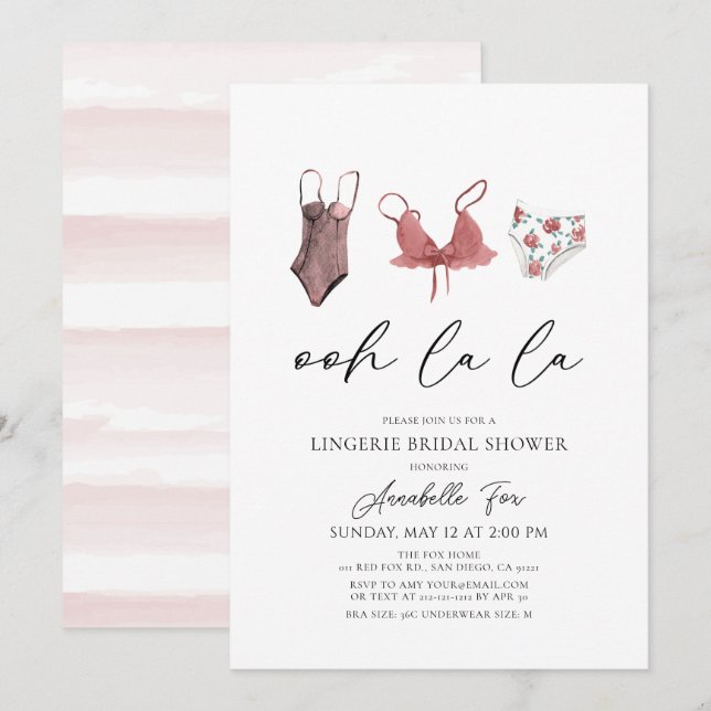 Ohh La Lingerie Bridal Dusche Einladung (Vorne/Hinten)