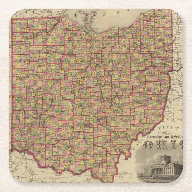 Ohio 3 rechteckiger pappuntersetzer (Vorderseite)