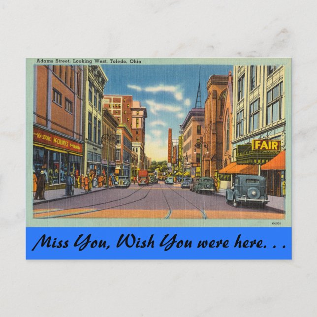 Ohio, Adams Street, Toledo Postkarte (Vorderseite)