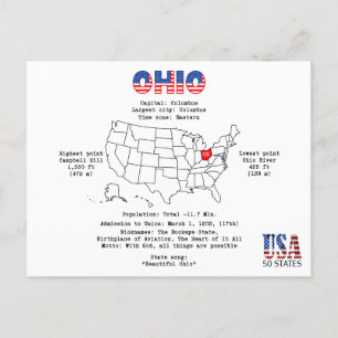 Ohio American Staat auf einer Karte und nützliche