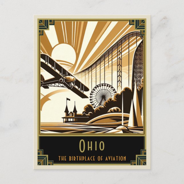 Ohio | Art Deco Postkarte (Vorderseite)