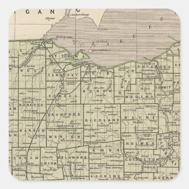 Ohio Atlas Map Quadratischer Aufkleber (Vorderseite)