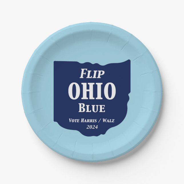 Ohio Blue im Jahr 2024 gedreht Pappteller (Vorderseite)